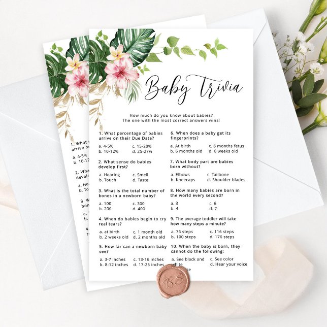 Tropical girl shower baby trivia baby shower game (Creator Uploaded)
