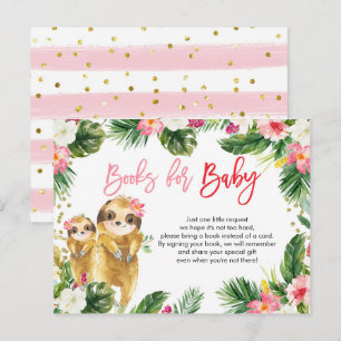 Tropical Girl Sloth Books for Baby Card