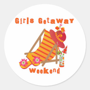 Tropical Girls Getaway Weekend Classic Round Sticker