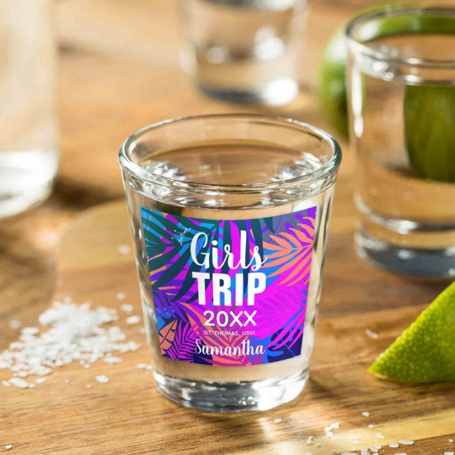 Tropical Girls Trip with Crown, Year, & Name Shot Glass (Creator Uploaded)