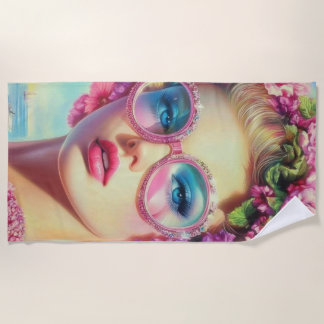 Tropical Glamour Queen Sticker Beach Towel