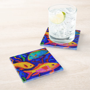 Tropical glass coasters