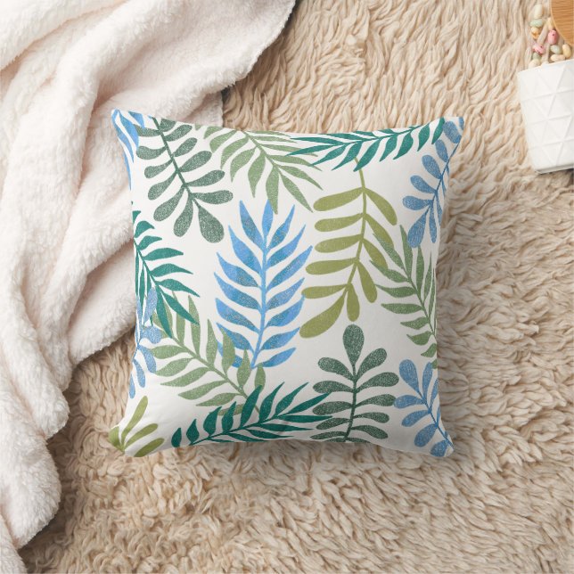Tropical Glitter Leaf Pattern Cushion (Blanket)