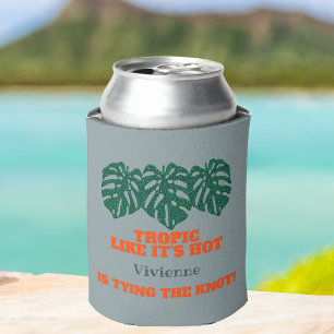 Tropical Glitter Monstera Bachelorette Favour  Can Cooler