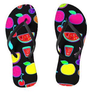 Tropical Glow Explosion Flip Flops