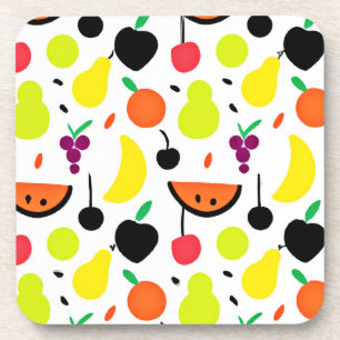 Tropical Glow Neon Fruit Pattern Coaster