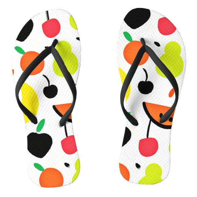 Tropical Glow Neon Fruit Pattern Flip Flops (Footbed)