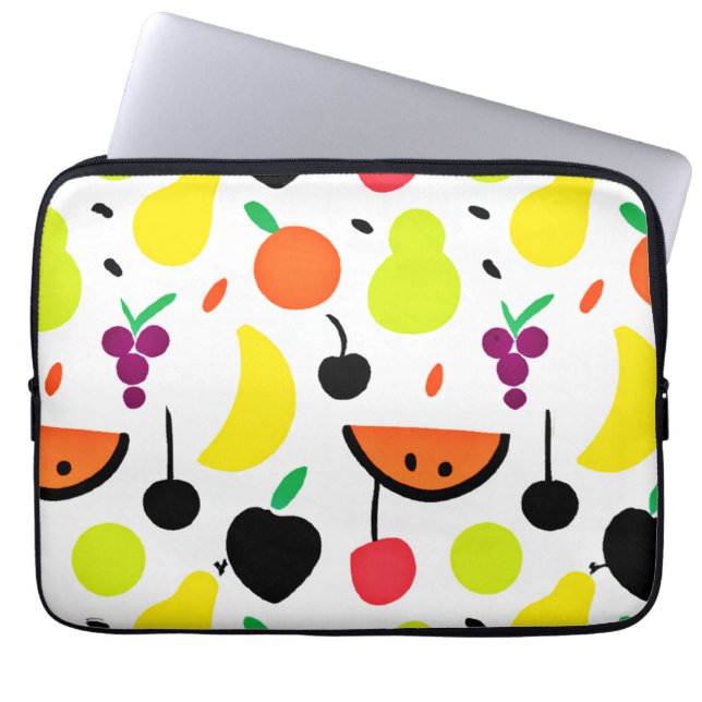 Tropical Glow Neon Fruit Pattern Laptop Sleeve (Front)