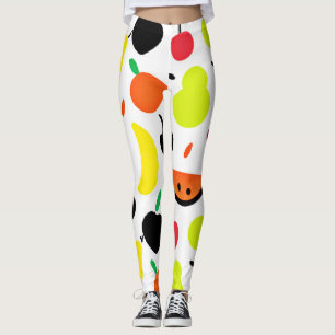 Tropical Glow Neon Fruit Pattern Leggings
