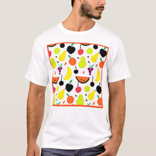 Tropical Glow Neon Fruit Pattern T-Shirt