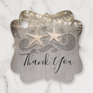 Tropical Gold Beach Starfish Couple Thank You Favour Tags