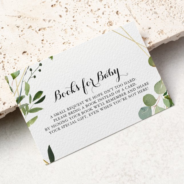 Tropical Gold Calligraphy Baby Shower Book Request Enclosure Card (Creator Uploaded)
