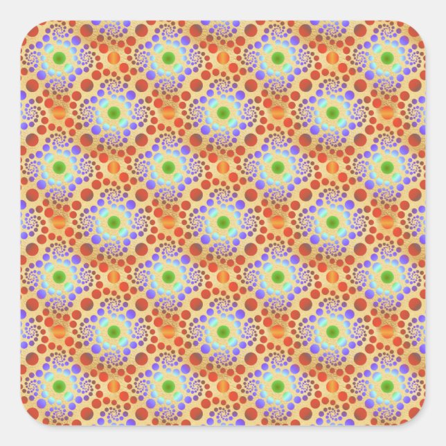 Tropical Gold Classy Rainbow Colours Pattern Square Sticker (Front)