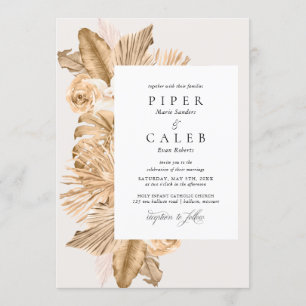 Tropical Gold Dried Grass Wedding Invitation