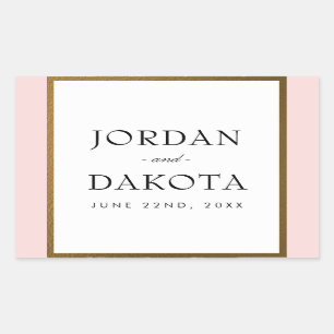 Tropical Gold Flowers on Pink   Exotic Wedding Rectangular Sticker