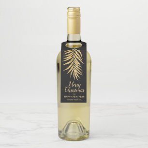 Tropical Gold Glitter Palm Holiday Christmas Bottle Tag