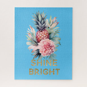 Tropical Gold Glitter Shine Pineapple Jigsaw Puzzle