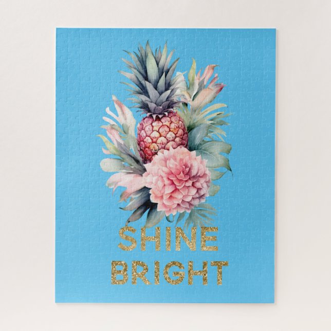 Tropical Gold Glitter Shine Pineapple Jigsaw Puzzle (Vertical)