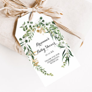Tropical Gold Green Foliage Baby Shower Gift Tags