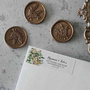 Tropical Gold Green Foliage Return Address