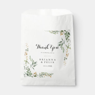 Tropical Gold Green Foliage Thank You Wedding Favour Bags