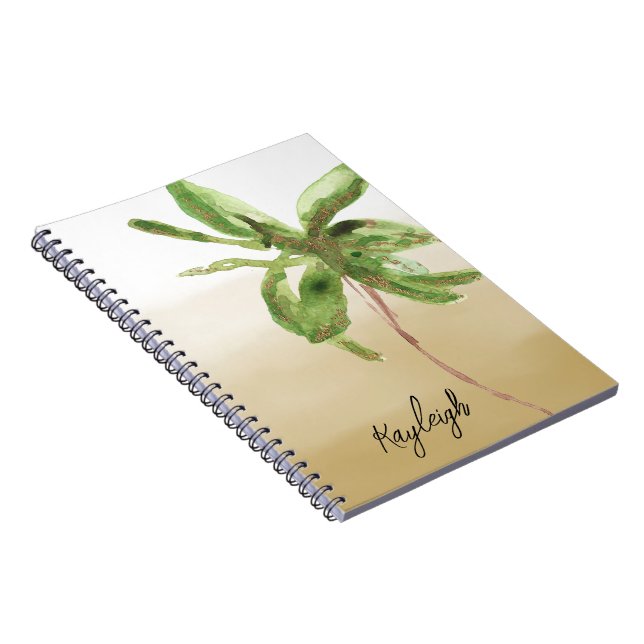 Tropical Gold Green Palm Tree   Notebook (Right Side)