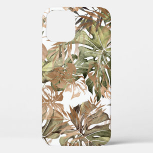Tropical Gold Leaves Floral Seamless iPhone 12 Case