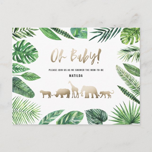 Tropical gold modern colourful mum-to-be postcard (Front)