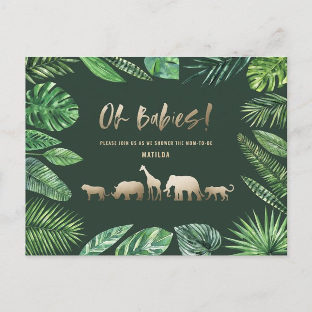 Tropical gold modern colourful mum-to-be postcard (Front)