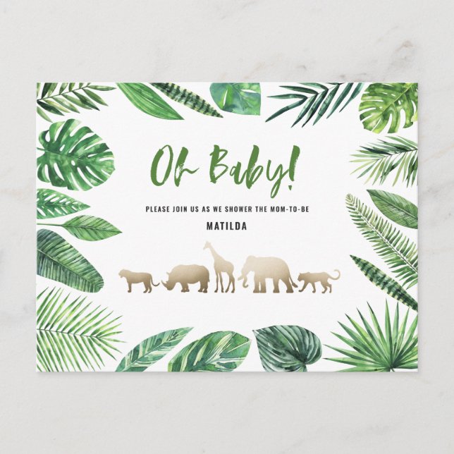 Tropical gold modern colourful mum-to-be postcard (Front)