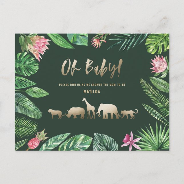 Tropical gold modern colourful mum-to-be postcard (Front)