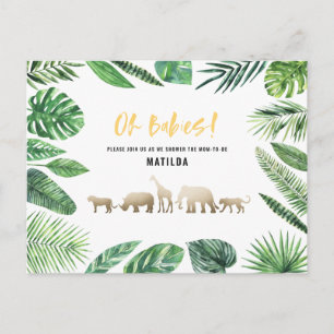 Tropical gold modern colourful mum-to-be postcard