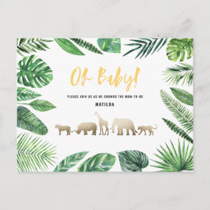 Tropical gold modern colourful mum-to-be postcard