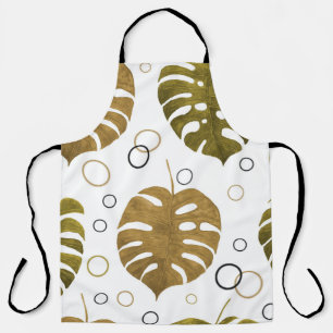 Tropical Gold: Monstera Leaf Watercolor Apron