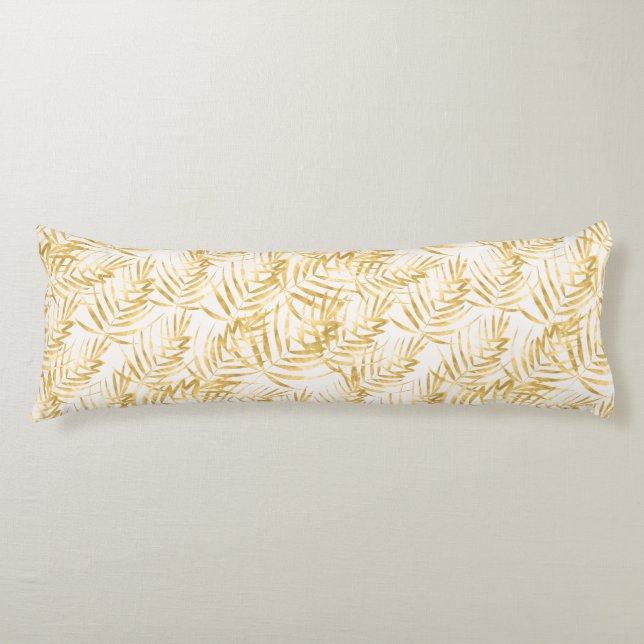Tropical Gold Palm Leaf Body Cushion (Front)