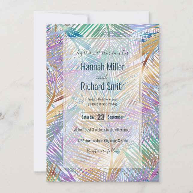 Tropical Gold Palm Leaves Colourful Design (Front)