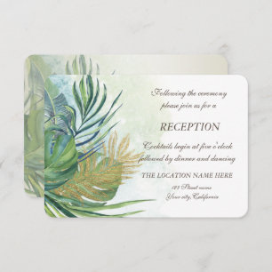 Tropical Gold Palm Leaves Summer Reception Invitation