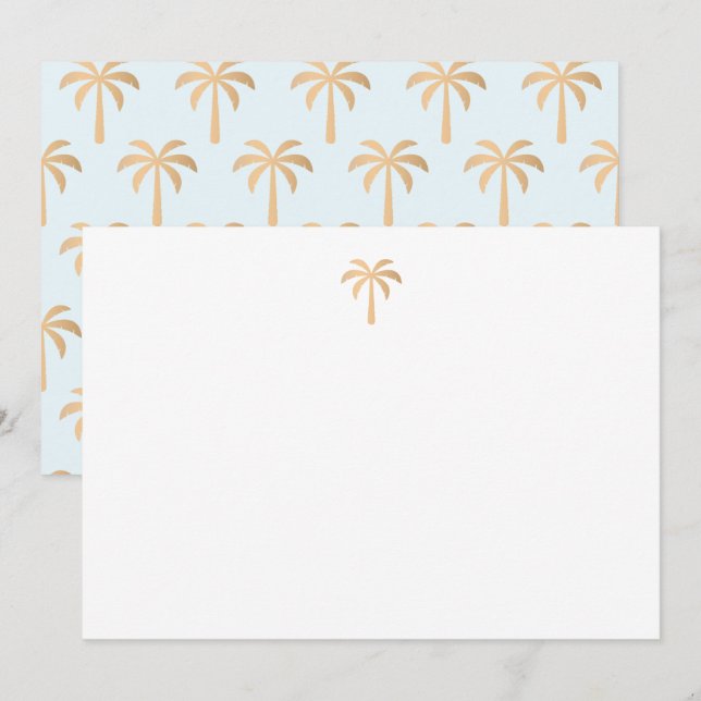 Tropical Gold Palm Tree  Thank You Card (Front/Back)