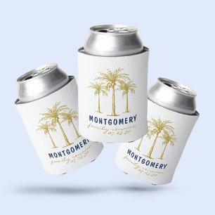 Tropical Gold Palm Trees Custom Family Reunion Can Cooler