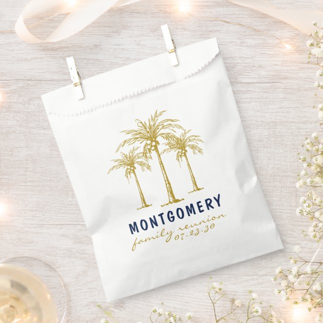 Tropical Gold Palm Trees Custom Family Reunion Favour Bags (Clipped)