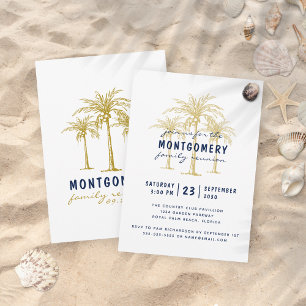 Tropical Gold Palm Trees Custom Family Reunion Invitation