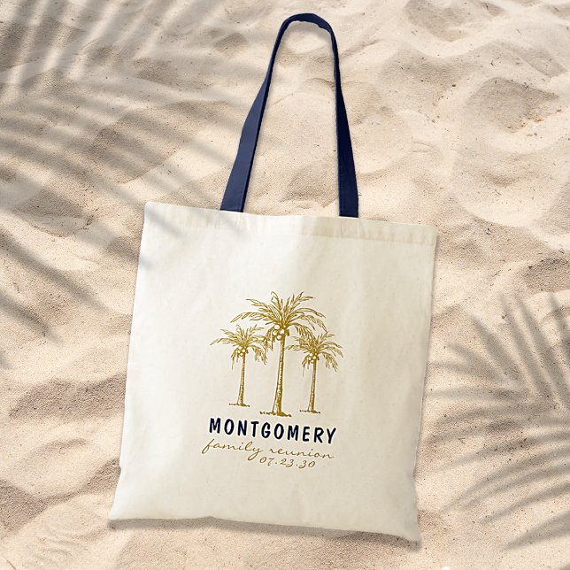 Tropical Gold Palm Trees Custom Family Reunion Tote Bag (Creator Uploaded)