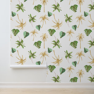 Tropical Gold Palm Trees Leaves Wallpaper