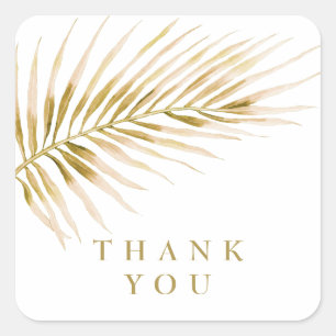 Tropical Gold Palm wedding Square Sticker