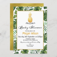 Tropical Gold Pineapple Baby Shower Invitation