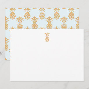 Tropical Gold Pineapple Blue  Thank You Card