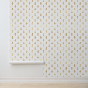 Tropical Gold Pineapple Pattern Wallpaper