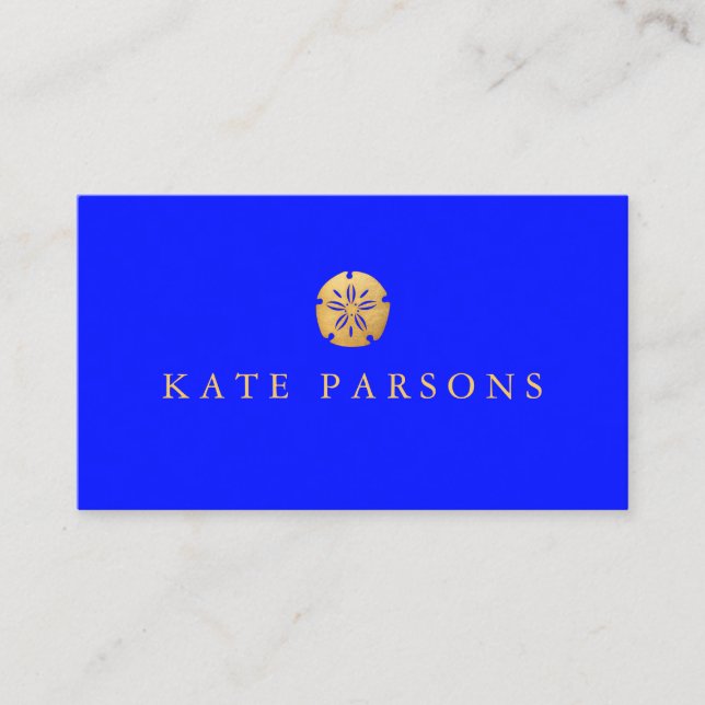 Tropical Gold Sand Dollar  Cobalt Blue Business Card (Front)