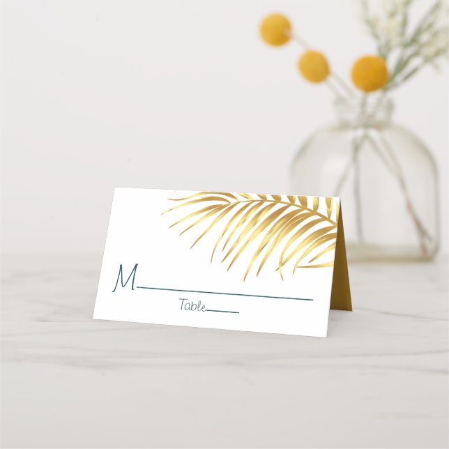 Tropical Gold Wedding Personalised Place Card (Front)