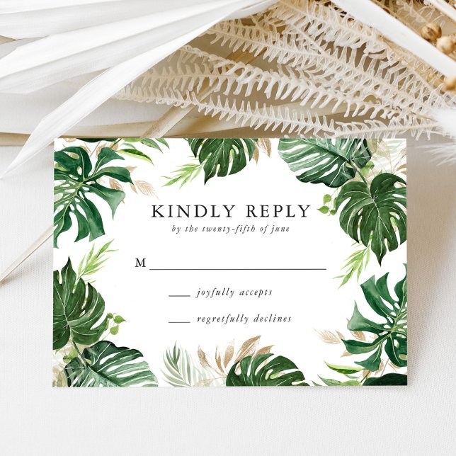 Tropical Gold | Wedding RSVP Card (Creator Uploaded)